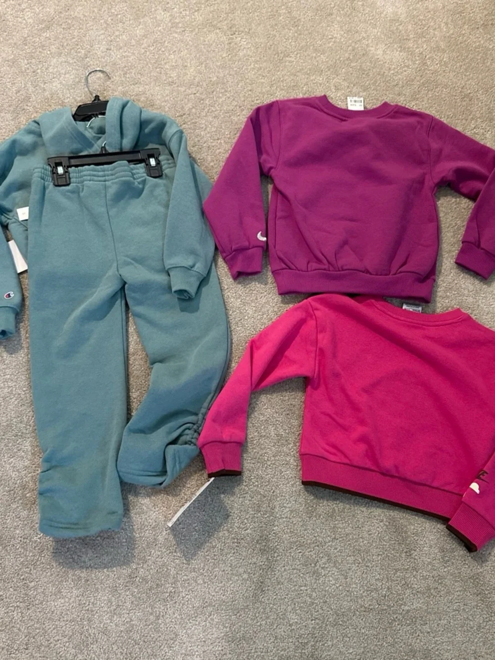NWT Nike Kids Matching Sweatshirt Set in Teal and Magenta and 2  Nike Tops 5 - Picture 2 of 6
